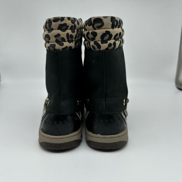 Sperry Hikerfish Leopard Print Black Leather High Top Boots Womens Size 7.5 - Picture 10 of 16